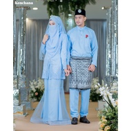 FULL SET NIKAH KEBAYA KENCHANA/COUPLE SET/TUNANG /SANDING/BAJU MELAYU/ BABY BLUE