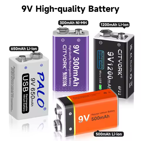 9V Li-ion Rechargeable Battery 9 Volt 6F22 Ni-MH Ni MH 9V Crown Battery Replacement For Multimeter K