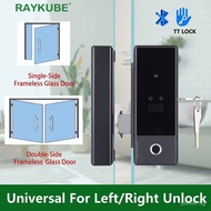 【In stock】RAYKUBE GS1 TT Lock Smart Glass Lock For Glass Door Biometric Fingerprint Electronic Digital Lock Drilling free for Office/Home KYIC