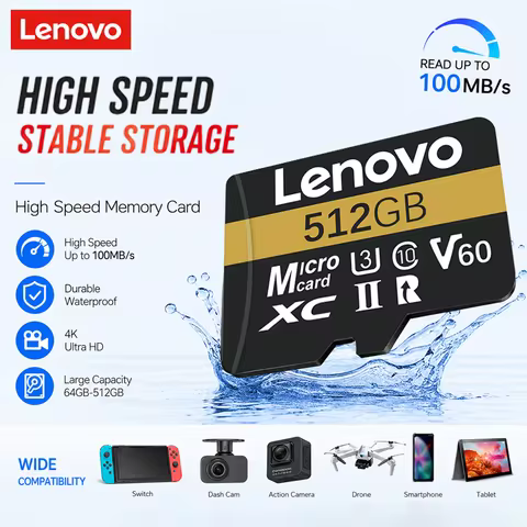 Lenovo Micro SD Card 128GB 64GB 512GB 256G Micro SD Flash Memory Card SD U3 4K V60 Microsd TF Cards 