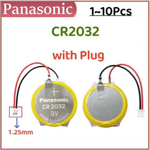 1-10pcs Original Panasonic CR2032 2032 Battery With Wire Plug Disassemble Battery Wire Motherboard B