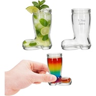 2Pack 1.7oz (50ml) Boot Shot Glass, Mini Glass Cowboy Boot Shooter with or without Handle, Novelty L