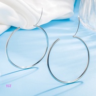 YGT Stainless Silver Hoop Loop Earrings Smooth Big Large Circle Hoop Dangle Earrings