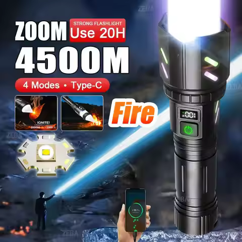 30W Most Powerful LED Flashlight USB Rechargeable Lamp Aluminum Alloy Ultra Powerful Flashlight Tact