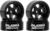 INJORA 0.7" D18 Aluminum 5-Spoke Beadlock Wheels for 1/30 Axial SCX30, W7002(Black)