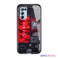 UCUC เคสมือถือ เคสโทรศัพท์ เคส OPPO Reno 5 5G ปลอก Reno5 4G วงจรเทคโนโลยี Board Explorer สำรวจธีมรุ่นกระจกเทมเปอร์ฝาหลังปลอก