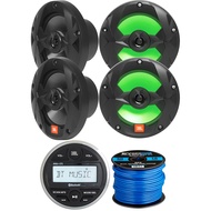 Gauge Style Rear USB/AUX Bluetooth Marine Digital Media Receiver Bundle with 4x 6.5" 225 Watts Peak 