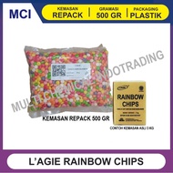 CHOCO CHIPS RAINBOW LAGIE 1/2 BULAT REPACK 500 GR