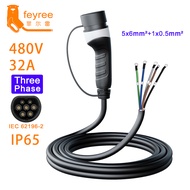 Feyree สายชาร์จรถยนต์ EVอะแดปเตอร์ Type2 16A32A 8KW 1เฟส3เฟส11KW22KW IEC62196-2สายไฟสำหรับรถยนต์ไฟฟ้