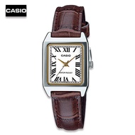Velashop Casio Standard นาฬิกาข้อมือผู้หญิง สายหนังแท้ สีน้ำตาล รุ่น LTP-V007L-7B2UDF LTP-V007L-7B2 LTP-V007L