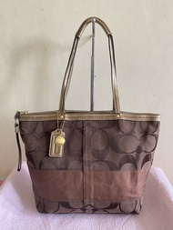 Tote Coach leather F13548 Brown Bronze Preloved