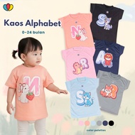 KATUN (SNI) Alphabet T-shirts Size 3-24 Months Premium Dtf Screen Printing/ Cotton T-shirts Alphabet