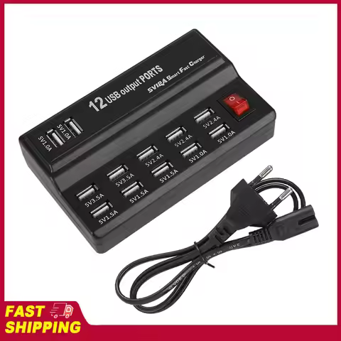 12 Ports USB Hub 5V 12A Power Adapter 12 Ports USB Charging Station 12 Port Charging Station Adapter