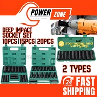 Long Impact Socket Set / Deep Long Box Socket Wrench Set CRV (8mm - 32mm) 10pcs, 15pcs, 20pcs
