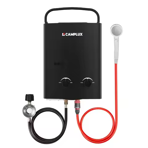 1.32 GPM Portable Propane Water Heater 5L AY132B Black Tankless Water Heater with Copper Heat Exchan