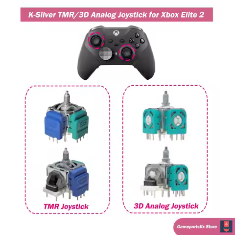 2/10pcs K-Silver JS13 Pro TMR Joystick for Xbox Elite 2 Gamepad Replcement 3D Analog Carbon ThumbSti