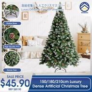 ODOROKU 150/180/210cm Premium Artificial Christmas Tree with Pine Cones Luxury Premium 5ft 6ft 7ft Christmas Tree Christmas Decors with Stand Durable Pine Tree for Home Office Shopping Center Party