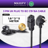 Panamax 16A 3 Pin UK Plug to C19 Female Cable Power Cord UPS PDU Power Supply Distribution = E2718