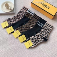 [HY] 100% Genuine Fendis Socks Cotton Material Embroidery Korean Style Fashion For Men And Women