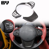 For Toyota GR Supra A90 2019-2022 Car styling Real Carbon Fiber Steering Wheel Decorative Frame Stic