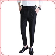 VENGOZ - Men's Formal Pants Classic Double Button Gurkha Pants Black