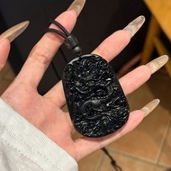 Dragon Aegis · Obsidian Dragon Pendant Necklace
