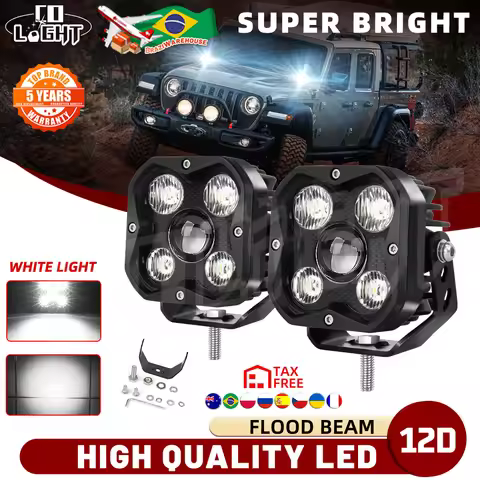 CO LIGHT Led Work Lights For Motorcycles 4 Inch Bright 4x4 Led Lamp Bar Spot Flood 25000LM for Tract