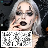 NANASALONNN Halloween Face Rhinestone Stickers Red Black Spider Web Cross Scar Gem Decals 3D Sparkli
