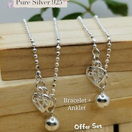 Pure Silver 925(Bracelet +Anklet) /(Gelang Tangan +Gelang Kaki)Offer set