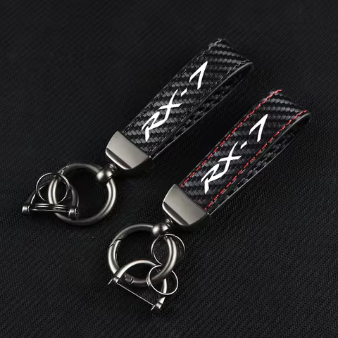 Carbon Fiber Leather Rope Car Keychain Key Chain Pendant Keyring Horseshoe Buckle for RX-7 RX-8 SKYA