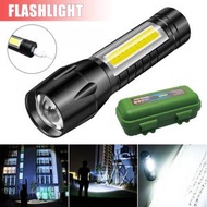 屯京 - LED強光小手電筒 鋁合金迷你電筒 側燈 USB充電戶外照明