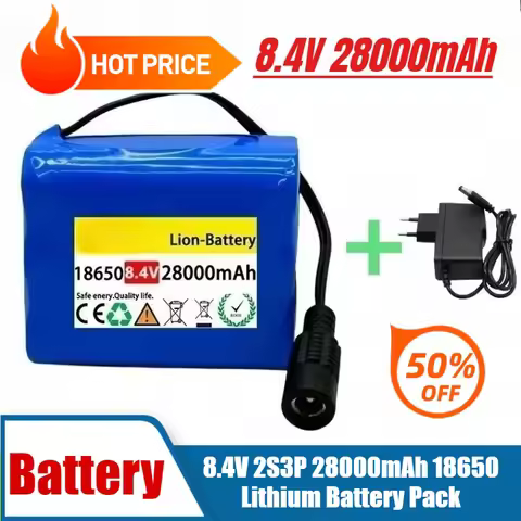 8.4V 2S3P 28000mAh 18650 Lithium Battery Pack