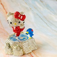 日本 水晶公仔 雪天使Hello Kitty 手工黏貼 收藏古董 施華洛世奇