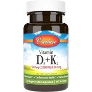 Carlson D3 + K2 50 mcg (2000 IU) D3 & 90 mcg K2 sebagai MK7 B port Penyerapan Kalsium 120 Kapsul