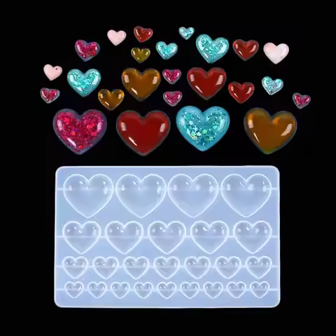 SUSU 1PCS Love Heart Silicone Mold Different Size Pendants Casing Moulds Handmade DIY Tool