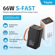 60000mAh 66W Super Fast Charging Power Bank LED Display Powerbank 3 Output Port USB Garansi Original