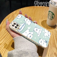 chenyyka Casing For Samsung galaxy A12 4G A12 5G M12 F12 M33 M53 5G Case Cartoon Polar Bear Edge Square New Design Phone Cases Thin Plating Pattern Casing Full Lens Cover Camera Protect Shockproof Softcase