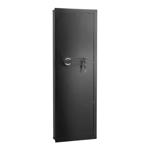 Wall Safe, 4-Tier Hidden Wall Mounted Gun Safe with Password & Key, Q235 Cold-Rolled Steel In-Wall