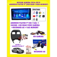 NISSAN ALMERA 2016-2019 9"ANDROID PLAYER 16GB 2RAM + CASING+HD REAR VIEW CAMERA+RECORDER(FREE MEMORY CARD)