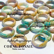Super beautiful natural fossil coral ring size 17-19mm