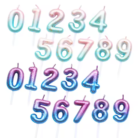 1PC 6cm Creative Starry Sky Digital Candles Sea-maid Color Candle Birthday Cake Decoration Gradient 