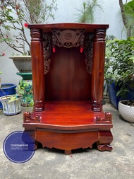 Bàn thờ thần tài mẫu cột Tròn trơn mới 60 x 60 x 88cm - Gỗ Tràm bông vàng
