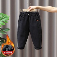 New Style Fleece Pants Plus Pants Autumn Winter Fleece cod One Boy Thickened Outer Wear Children 202