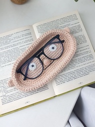 眼鏡架。針織桌面眼鏡架老爺爺臉造型。眼鏡收納盒