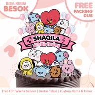 Cake Topper BT21 (Custom Name & Age) FREE PACKING BOX