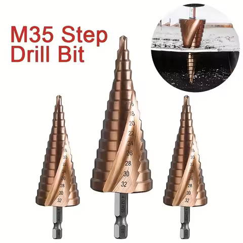 4-12/4-20/4-32mm M35 Cobalt Step Drill Bit Tapered HSS-CO HSS Drill Bit Spiral Groove Triangle Shank