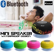 【COD】Mini Marshall Bluetooth Speaker Shower Subwoofer Waterproof Handsfree Loudspeaker With Suction Cup Mic For Bathroom Pool Beach Car Phone