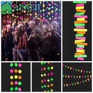 AENEH Neon Fluorescent Garland, Rectangle Fluorescent Paper Round Pentagram Fluorescent Banner, Hang