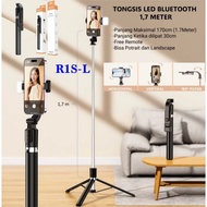 Tripod Tongsis Remote Bluetooth R1S 170cm 3in1 Tripod Monopod Narsis Stick 3in1 1.7 Meter Selfie Sti