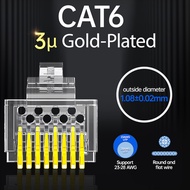 AMPCOM Pass Through RJ45 Modular Plug Network Connectors CAT6/CAT5E UTP 3/50μ Gold-Plated 8P8C Crimp